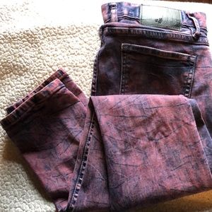 RUDE jeans acid washed red
